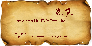 Marencsik Fürtike névjegykártya